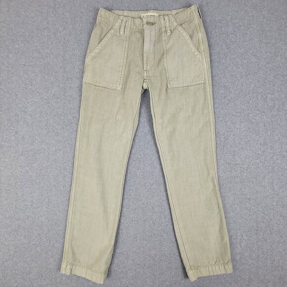 Lucky Brand Pants Womens Sz 00/24 Mid Rise Utility Straight Green Cropped Length - Picture 2 of 13